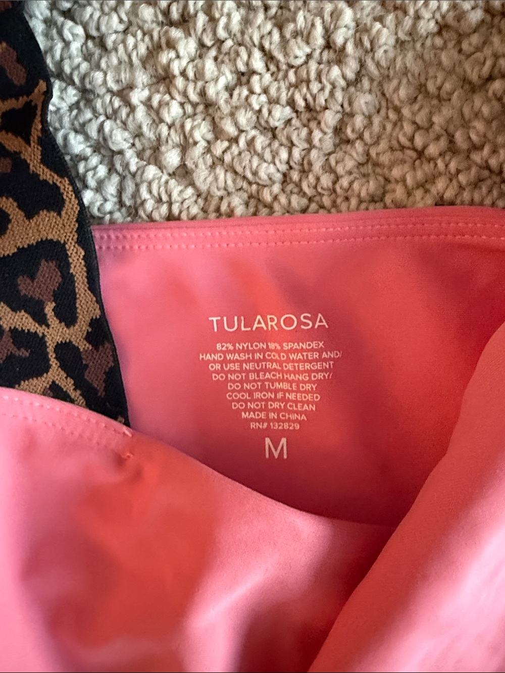 New Tularosa Otto Pink and Leopard-Trim Two-Piece Swimsuit - Picture 3 of 5